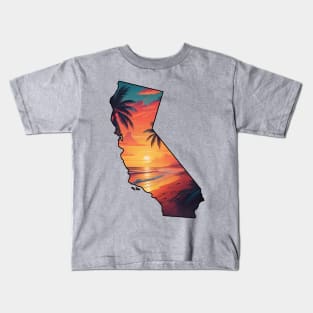 California State Beach Sunset Kids T-Shirt